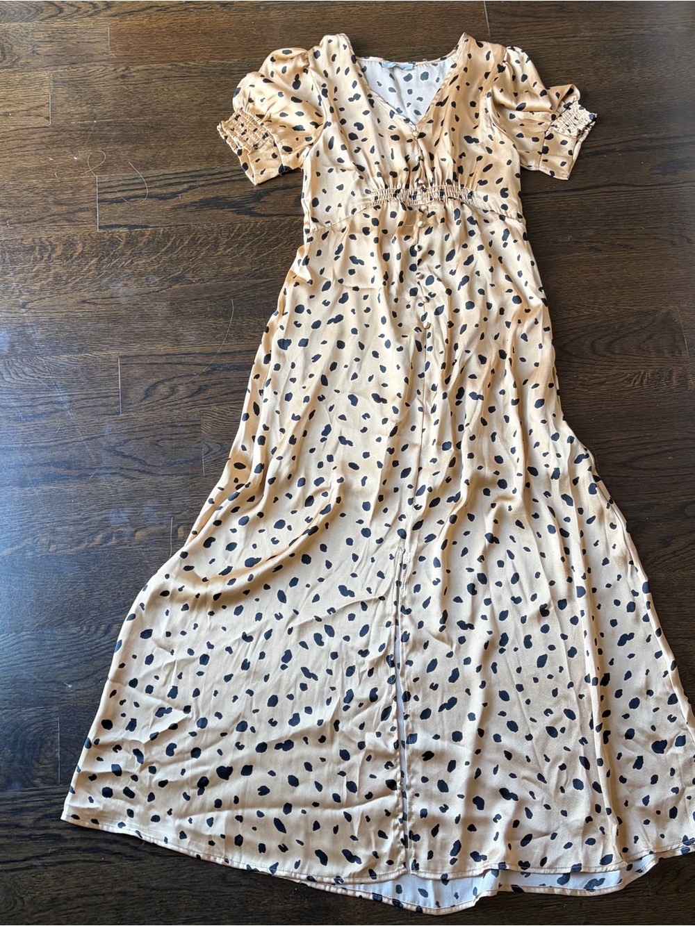 Women's Beige Polka Dot Midi Dress - Unbranded